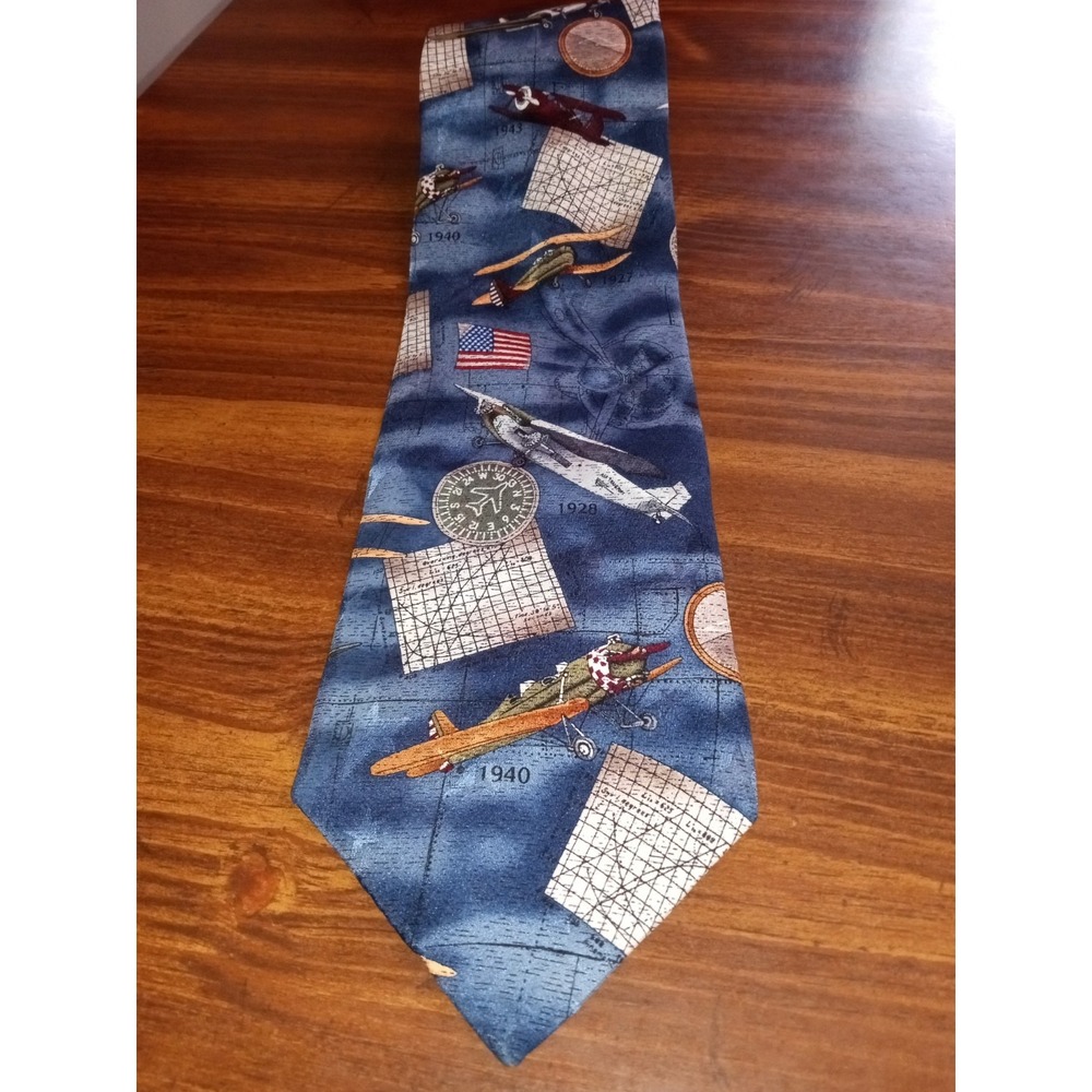 Tango by Max Raab Men Silk Neck Tie Americana Series Vintage Airplanes 1920's-50